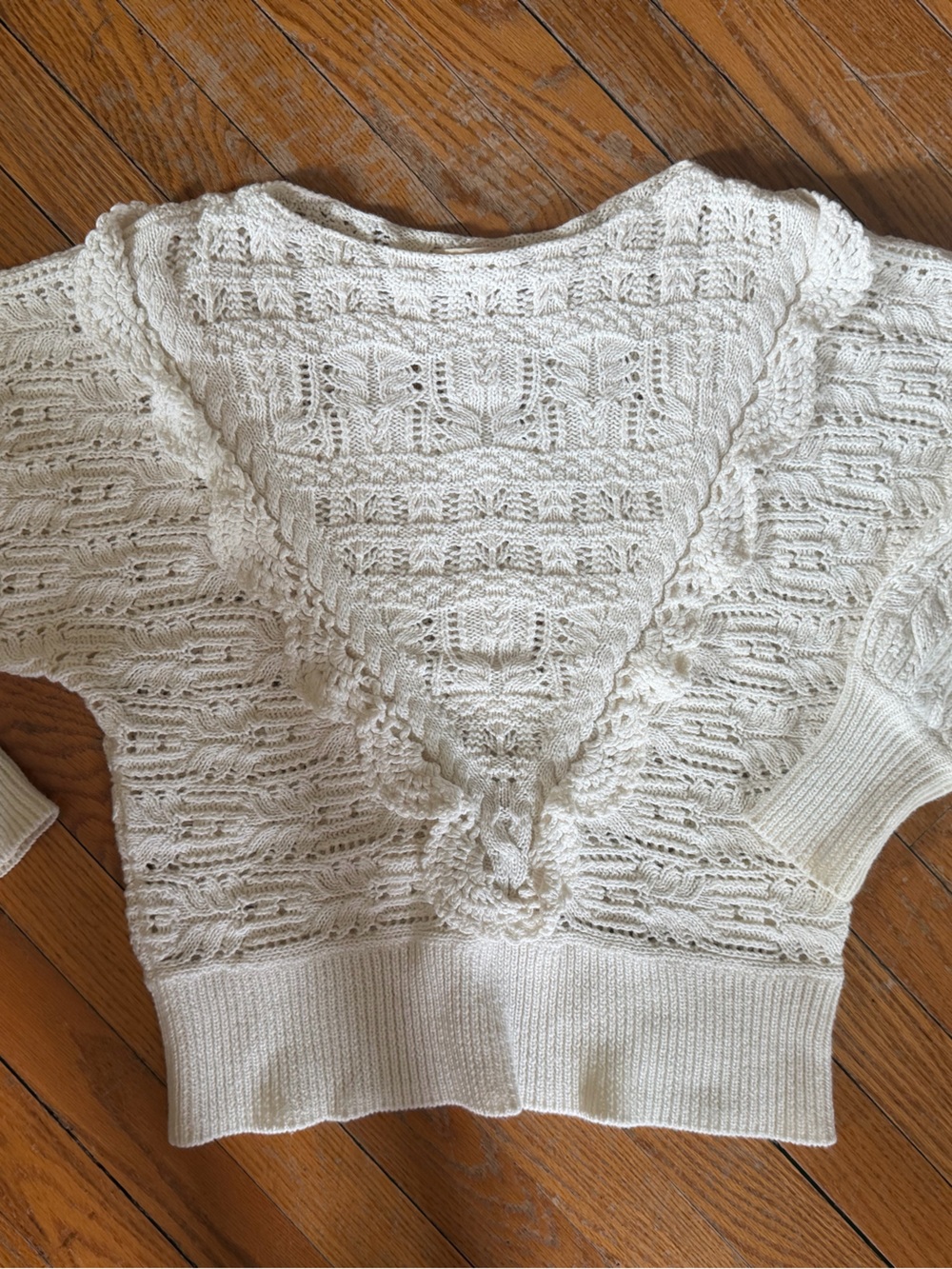 Sezane Cream Cable-Knit V-Neck Sweater - Picture 6 of 12